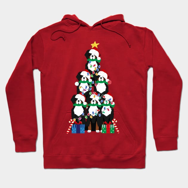 Bernese Mt Dog Puppy Christmas Tree Hoodie by EMR_Designs